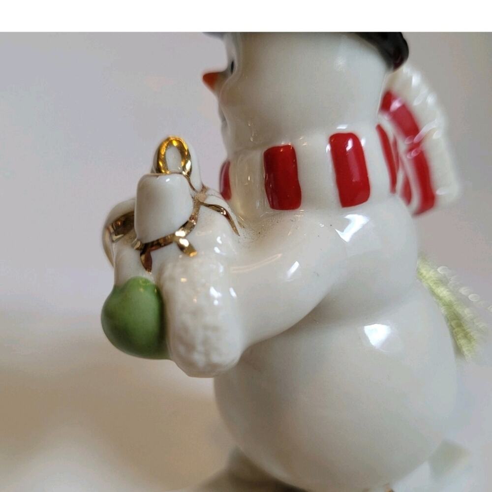 Lenox Christmas Ornament Snowman on Skis Present Porcelain - Picture 5 of 11